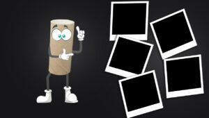 Rotolo di carta igienica riciclato in un progetto creativo fai-da-te.