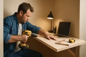 Creare una scrivania fai da te in una nicchia: la regola che garantisce solidità e comfort di lavoro