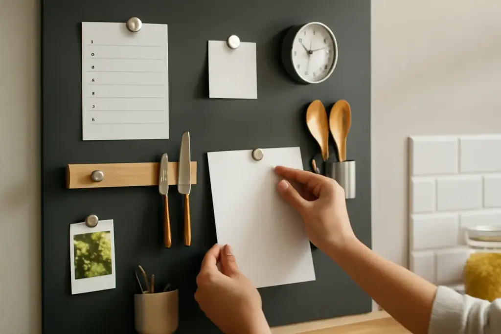 Parete magnetica DIY per cucina o ufficio: la tecnica di fissaggio che non rovina i muri